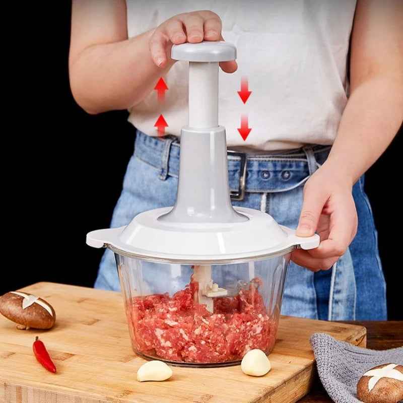 Manual Hand Push Chopper | Multi-functional Vegetable Meat Grinder, Grater, Chopper -1500 Ml (random Color)