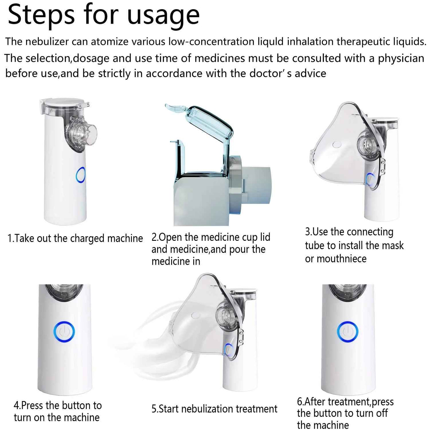 Portable Nebulizer For Asthma Rechargeable Inhaler Nebulizer Machine For Kids And Adults