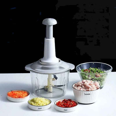 Manual Hand Push Chopper | Multi-functional Vegetable Meat Grinder, Grater, Chopper -1500 Ml (random Color)