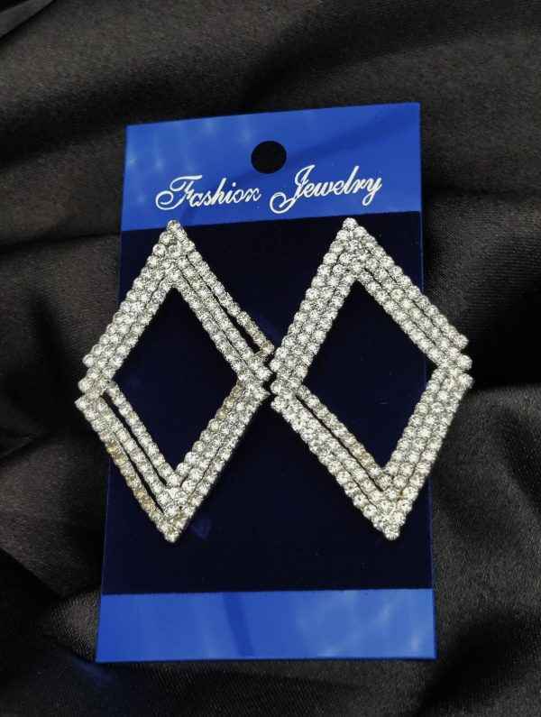 Imported Earrings | Tarnish-free Diamond-shape | Luxury Look Artificial Earrings | Girls Earrings | Women Earrings ( Silver )