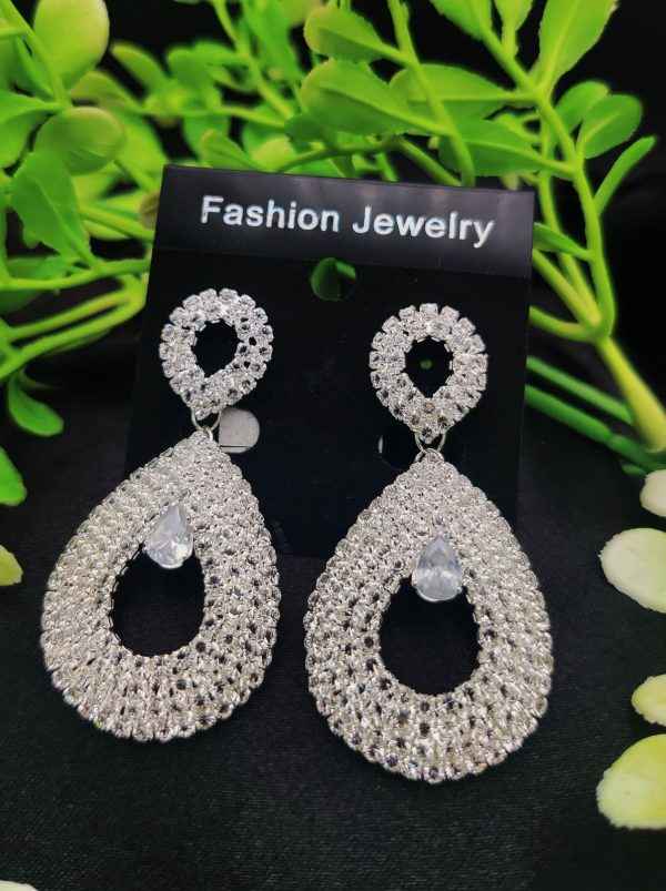 Imported Earrings In Multiple Design | Teardrop | Look Artificial Earrings | Girls Earrings | Women Earrings ( Silver Color)