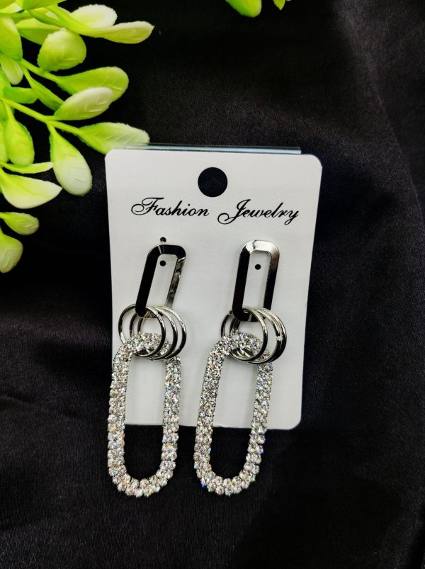 Imported Earrings In Multiple Design | Rhinestone | Look Artificial Earrings | Girls Earrings | Women Earrings ( Silver Color)