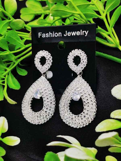 Imported Earrings In Multiple Design | Teardrop | Look Artificial Earrings | Girls Earrings | Women Earrings ( Silver Color)