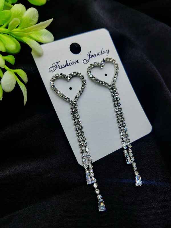 Imported Heart Drop Long Earrings – Tarnish-free Sparkle For Every Occasion | Girls Earrings | Women Earrings | Jewellery