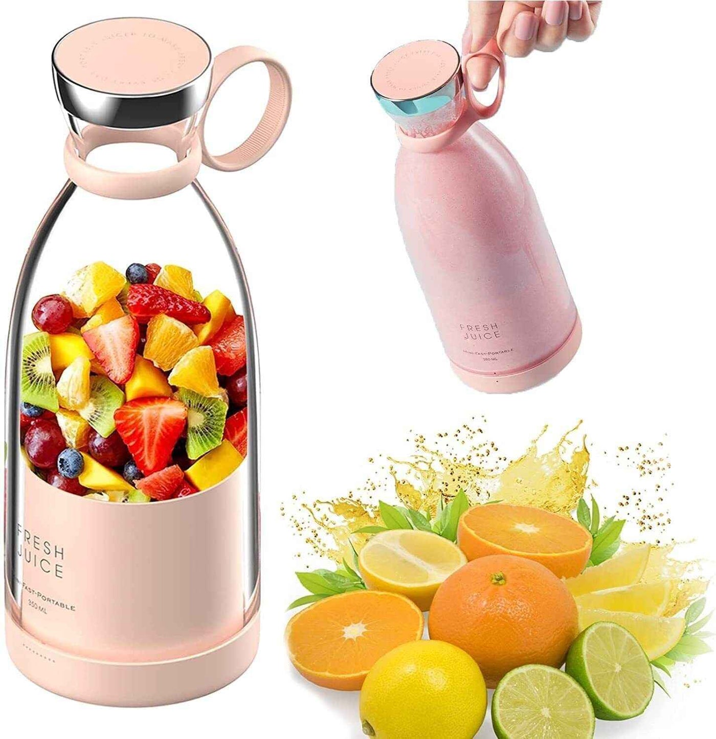 Portable and Electric Blender Bottle Juicer for Shakes and Smoothies, Mini Juicer Bottle for Traveling (Multicolour) USB Chargeable Juicer Blender6 Blades 380ml-Portable Juicer Cup & Smoothie Maker